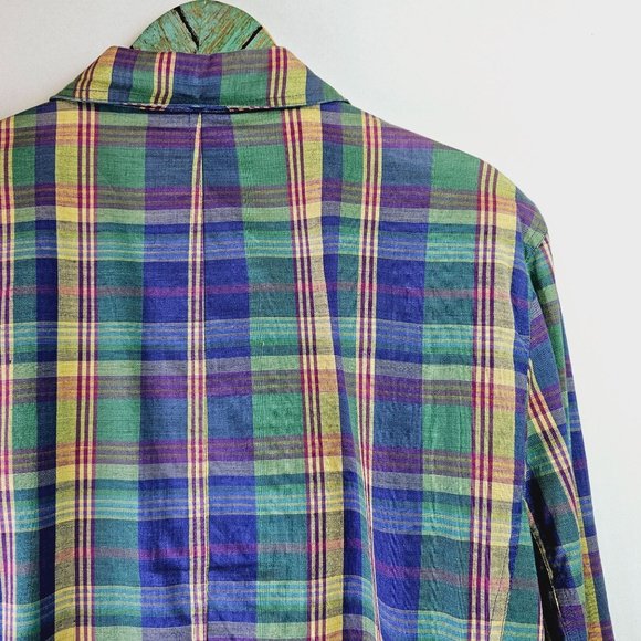 Vtg 90's Lizsport Women's Plaid Lightweight Three Button Pocket Sport Coat Sz 12 - Picture 4 of 8